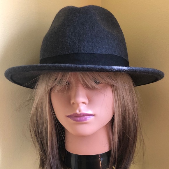 NWOT Gray Wool Fedora with Black Band - Picture 1 of 10